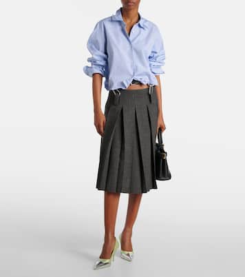 Pumps 85 aus Satin und Metallic-Leder | Prada