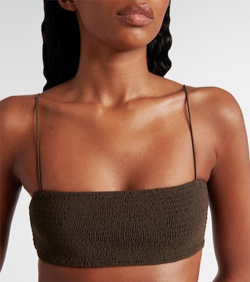 Shirred jersey bikini top | Toteme