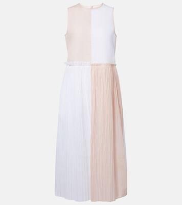 Pleated cotton organza muslin midi dress | Jil Sander