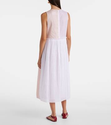 Pleated cotton organza muslin midi dress | Jil Sander