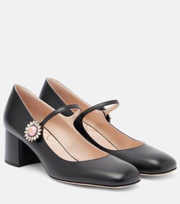 Mary-Jane-Pumps Daisy Jewel 55 aus Leder | Valentino Garavani