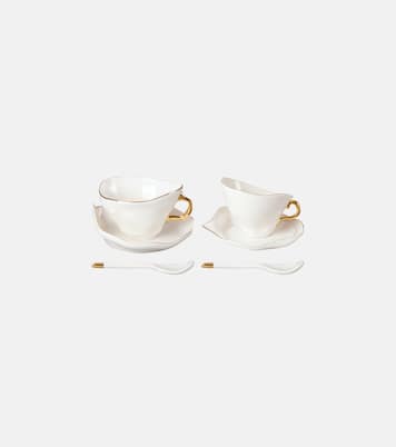 Meltdown set of 2 teacups, saucers, and spoons by JordanLuca | Seletti