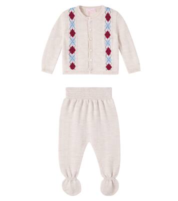 Baby argyle virgin wool cardigan and pants set | La Coqueta