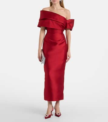 Mirla off-shoulder satin cocktail dress | Solace London