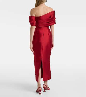 Mirla off-shoulder satin cocktail dress | Solace London