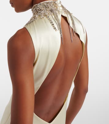Robe aus Satin mit Kristallen | McQueen