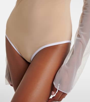 Cutout ruched sheer bodysuit | Nensi Dojaka