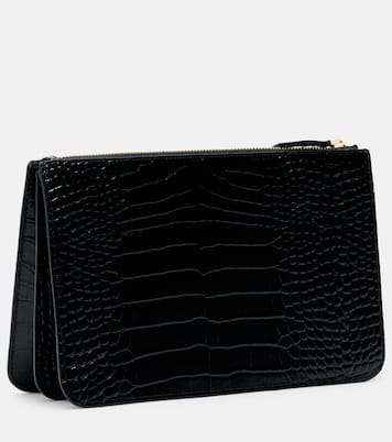 حقيبة كلاتش من الجلد بنقشات جلد التمساح Threefold | Toteme