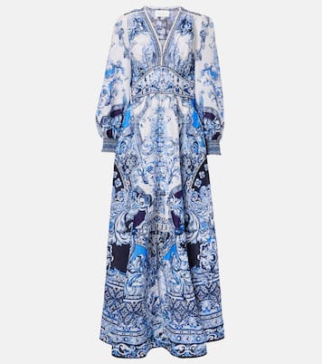 Printed linen and silk maxi dress | Camilla