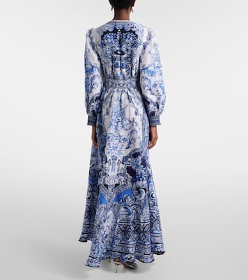 Printed linen and silk maxi dress | Camilla