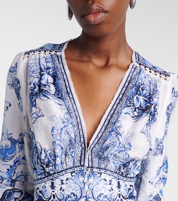 Printed linen and silk maxi dress | Camilla