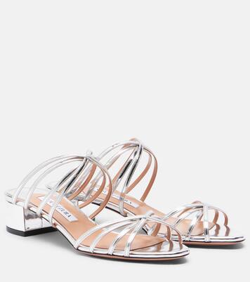 Tell Me mirrored leather mules | Aquazzura
