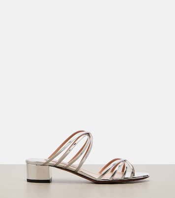 Tell Me mirrored leather mules | Aquazzura