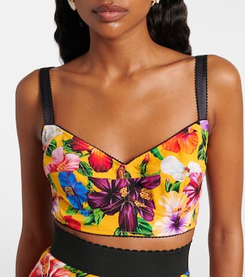 Crop top en mezcla de seda floral | Dolce&Gabbana
