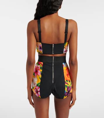 Crop top en mezcla de seda floral | Dolce&Gabbana