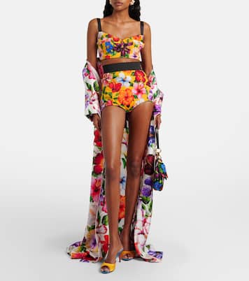 Crop top en mezcla de seda floral | Dolce&Gabbana