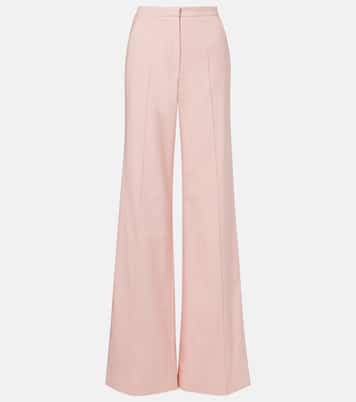 Pleated wool-blend wide-leg pants | Costarellos