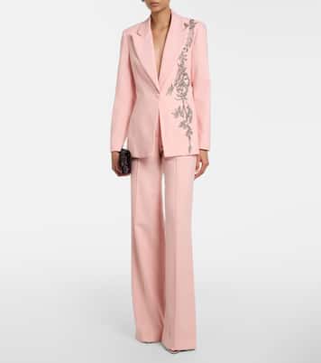 Pleated wool-blend wide-leg pants | Costarellos