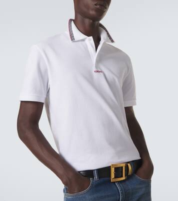 Greca cotton piqué polo shirt | Versace