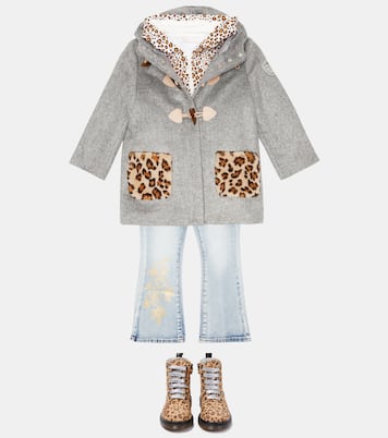 Leopard-print leather boots | Monnalisa