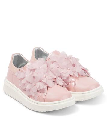 Baby floral appliqué leather sneakers | Monnalisa