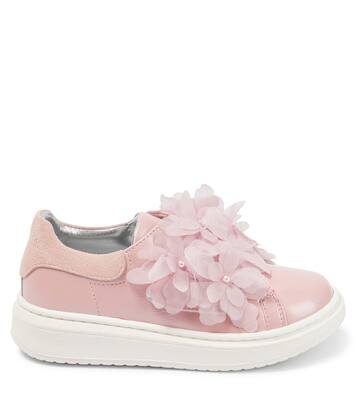 Baby floral appliqué leather sneakers | Monnalisa