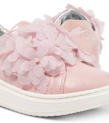 Baby floral appliqué leather sneakers | Monnalisa