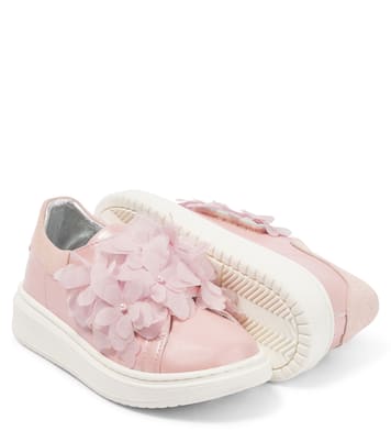 Baby floral appliqué leather sneakers | Monnalisa