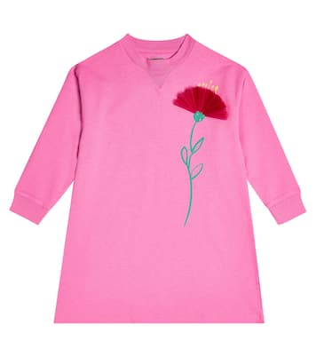 Floral-appliqué cotton jersey dress | Il Gufo