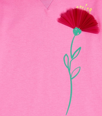 Floral-appliqué cotton jersey dress | Il Gufo