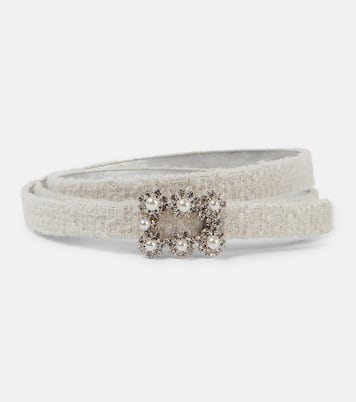 Bouclé-trimmed leather belt | Roger Vivier