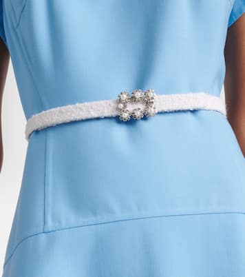 Bouclé-trimmed leather belt | Roger Vivier