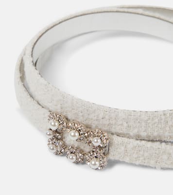 Bouclé-trimmed leather belt | Roger Vivier