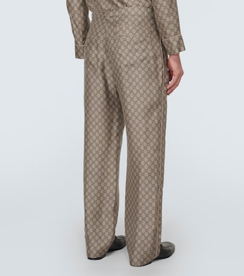 Pantalones rectos de seda con GG | Gucci