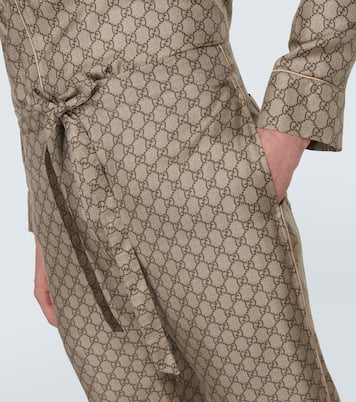 Pantalones rectos de seda con GG | Gucci