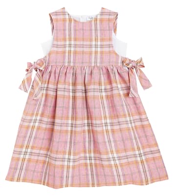 Bow-detail checked linen and cotton dress | Il Gufo