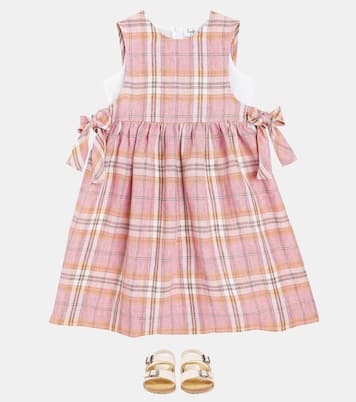Bow-detail checked linen and cotton dress | Il Gufo