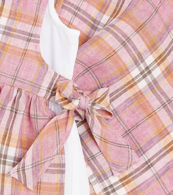 Bow-detail checked linen and cotton dress | Il Gufo