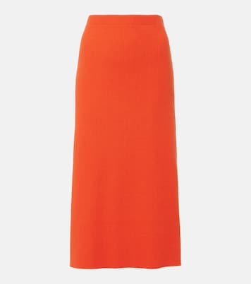 Ribbed-knit cotton-blend midi skirt | Vince