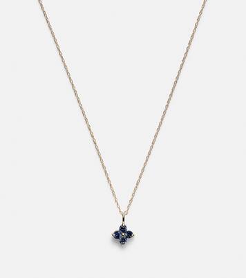 Halskette Luckiest Clover aus 10kt Gelbgold mit Saphiren | Stone and Strand