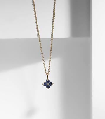 Halskette Luckiest Clover aus 10kt Gelbgold mit Saphiren | Stone and Strand