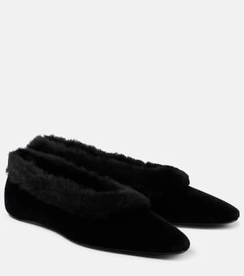 Ballerinas aus Samt mit Shearling | Toteme