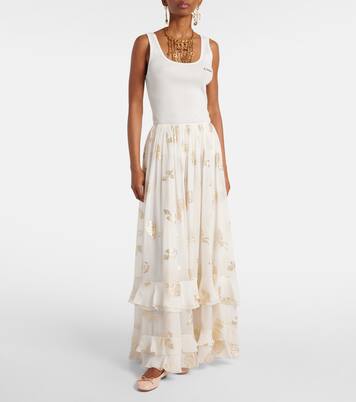 Floral jacquard muslin maxi skirt | Chloé