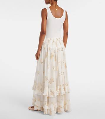 Floral jacquard muslin maxi skirt | Chloé