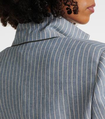 Blazer rayé en lin et coton mélangés | Brunello Cucinelli