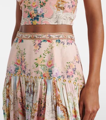 Gathered linen and silk maxi skirt | Camilla