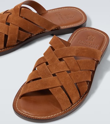Woven suede sandals | Brunello Cucinelli