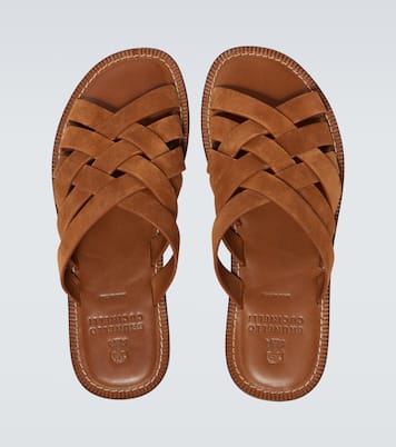 Woven suede sandals | Brunello Cucinelli