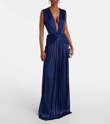 Silia ruched georgette gown | Costarellos