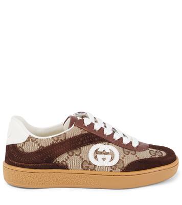 Interlocking G suede-trimmed sneakers | Gucci Kids